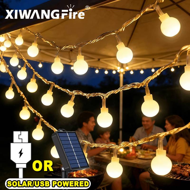 Outdoor Lighting Led - أضواء خيطية تعمل بالطاقة الشمسية/USB/البطارية بطول