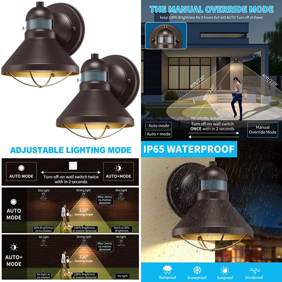 Outdoor Lighting Led - مجموعة من 2 مصباح جداري خارجي
