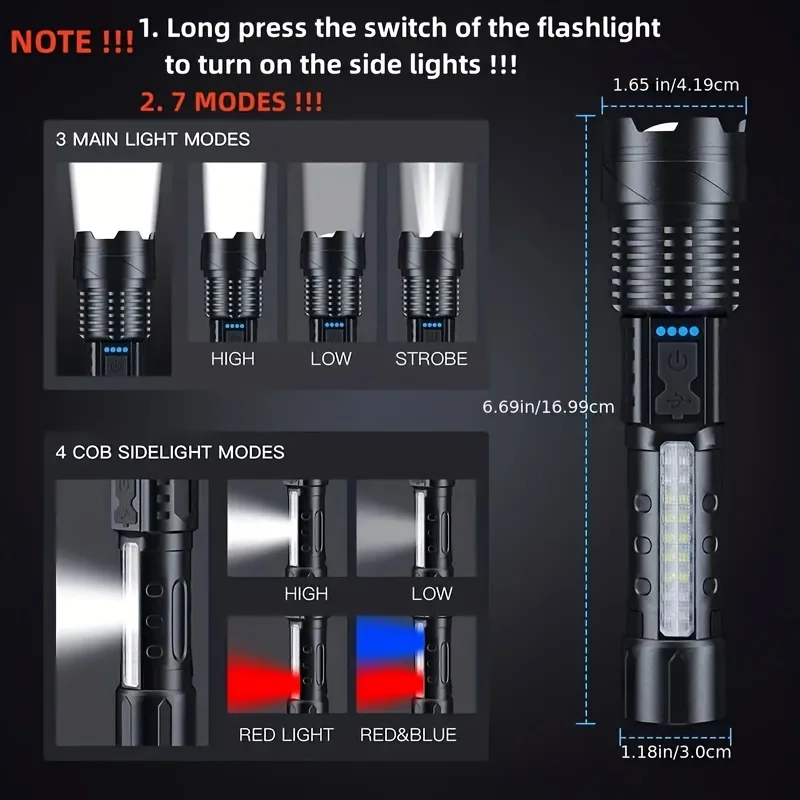 مصباح يدوي LED قوي مع شاشة عرض - مراجعة Outdoor Lighting Usb وسعره